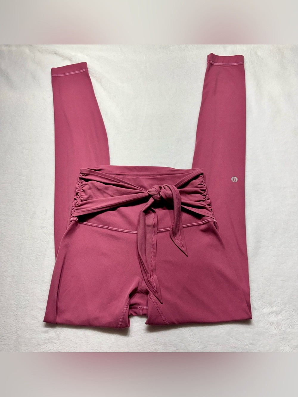 lululemon Women's Pink Solid High Rise Ankle Leggings Stretch Logo Size 4
